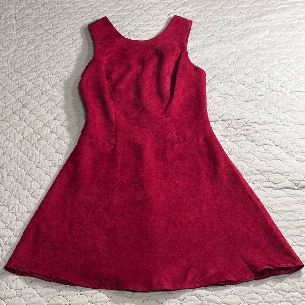 BCBGeneration Sleeveless Suede A-Line Dress in Berry (Wine, Burgundy) – Size 2